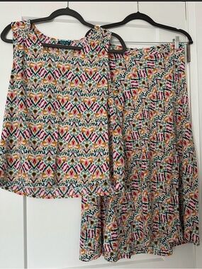 Artsy Boho Ikat Midi Skirt & Tank Set EcoVero Viscose M/L